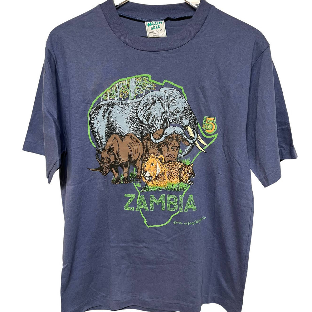 Heart Of Africa Zambia Animals 1994 Deadstock Size Large T Shirt